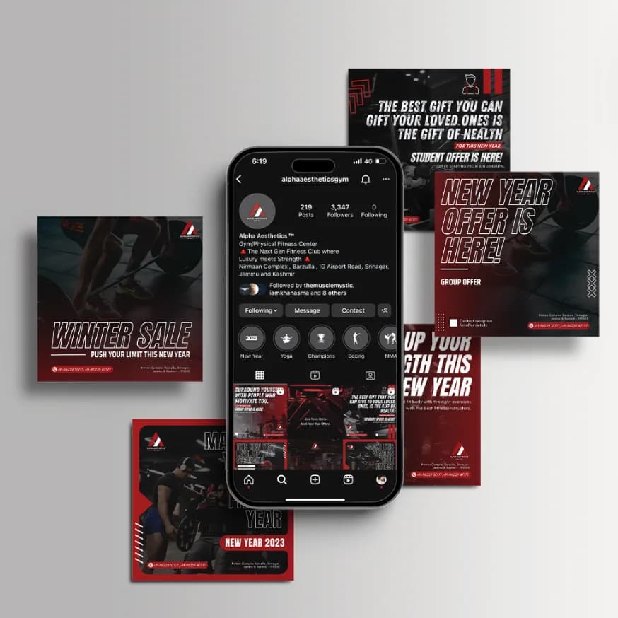 Alpha Aesthetics Gym — +35% monthly gym footfall on a $500 Meta budget