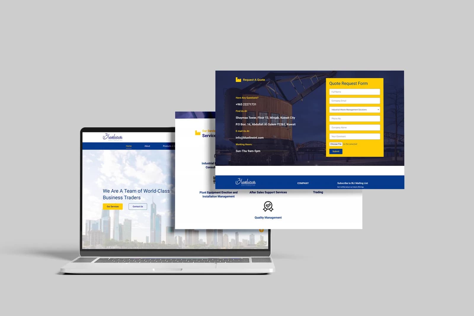 Blueline International — Corporate web architecture for a trading & contracting firm